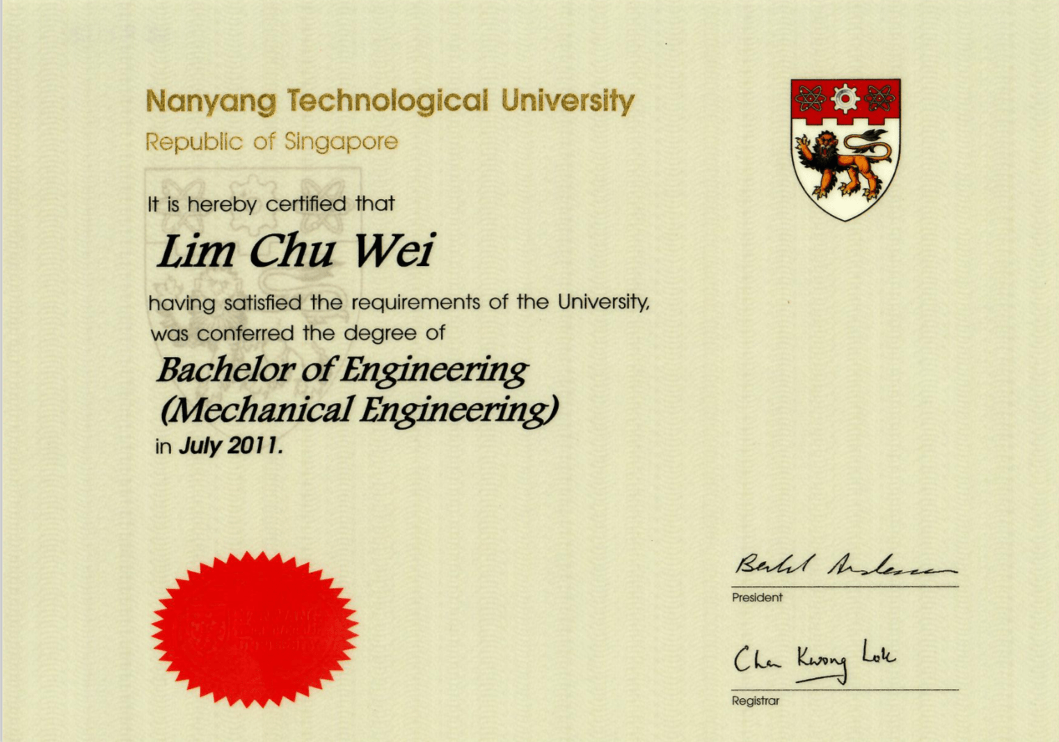 ntu phd degree certificate
